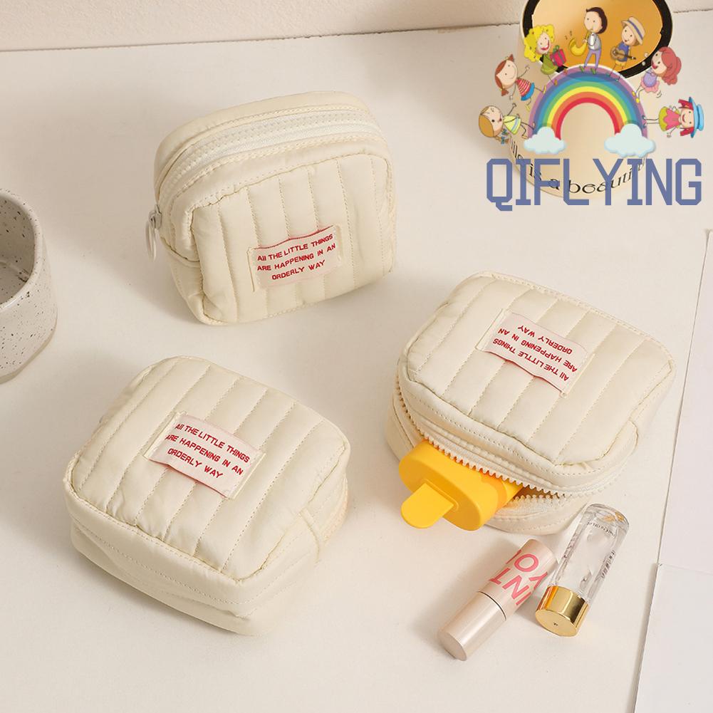 Túi Đựng Mỹ Phẩm / Đồ Vệ Sinh Cá Nhân Cỡ Nhỏ Bằng cotton Mềm Màu Trơn Có Khóa Kéo