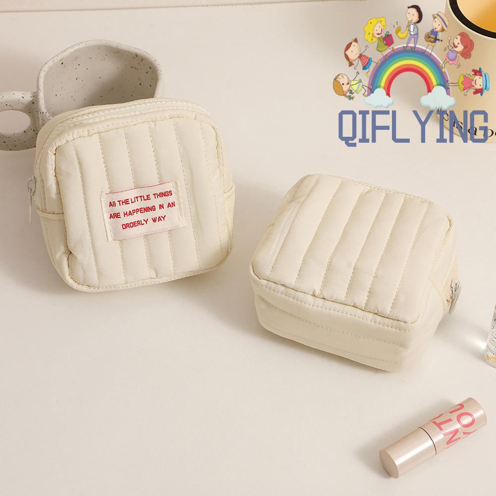 Túi Đựng Mỹ Phẩm / Đồ Vệ Sinh Cá Nhân Cỡ Nhỏ Bằng cotton Mềm Màu Trơn Có Khóa Kéo