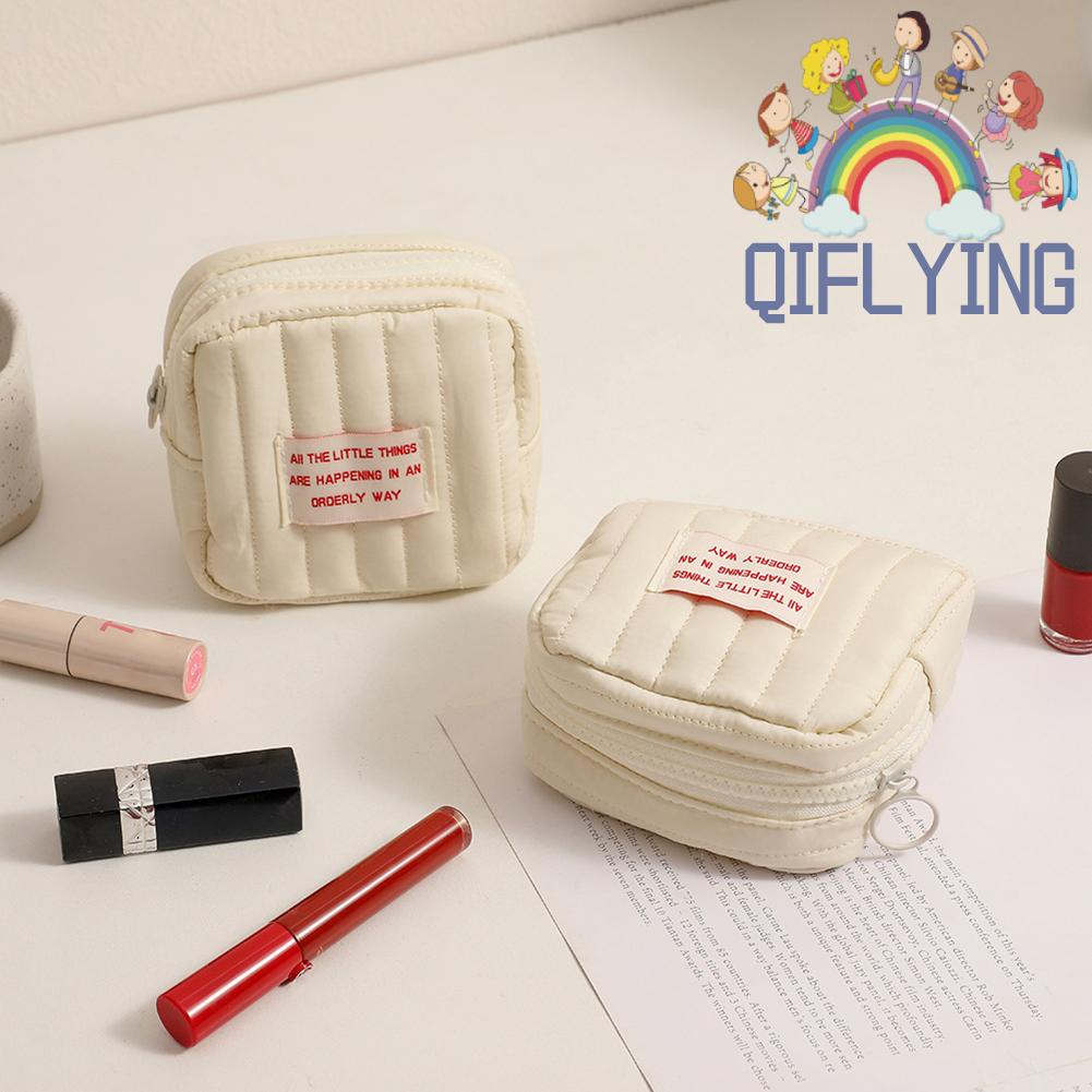 Túi Đựng Mỹ Phẩm / Đồ Vệ Sinh Cá Nhân Cỡ Nhỏ Bằng cotton Mềm Màu Trơn Có Khóa Kéo