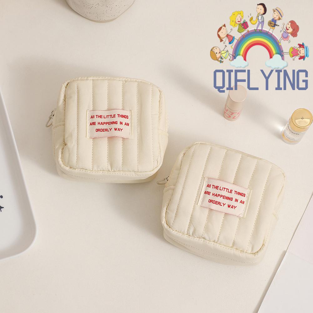 Túi Đựng Mỹ Phẩm / Đồ Vệ Sinh Cá Nhân Cỡ Nhỏ Bằng cotton Mềm Màu Trơn Có Khóa Kéo