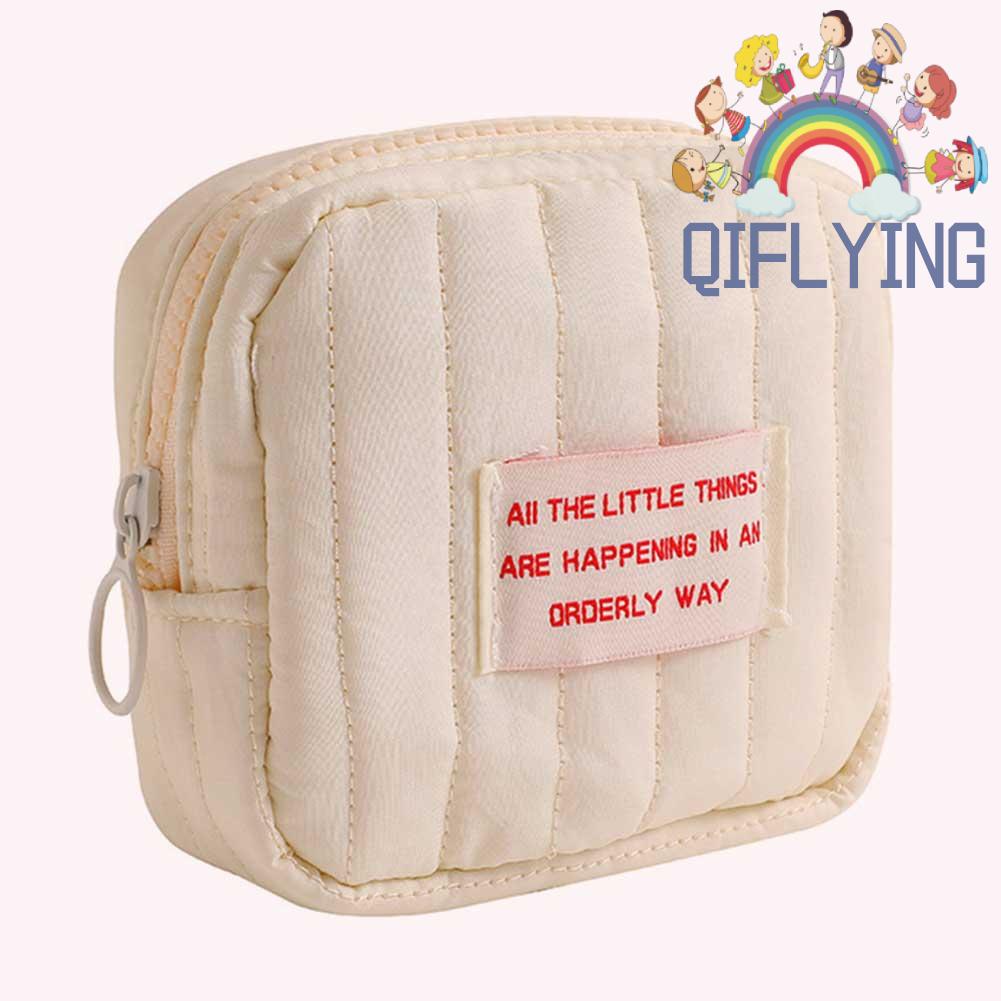 Túi Đựng Mỹ Phẩm / Đồ Vệ Sinh Cá Nhân Cỡ Nhỏ Bằng cotton Mềm Màu Trơn Có Khóa Kéo