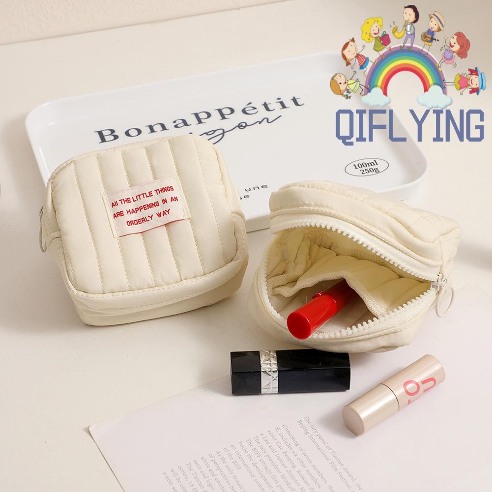 Túi Đựng Mỹ Phẩm / Đồ Vệ Sinh Cá Nhân Cỡ Nhỏ Bằng cotton Mềm Màu Trơn Có Khóa Kéo