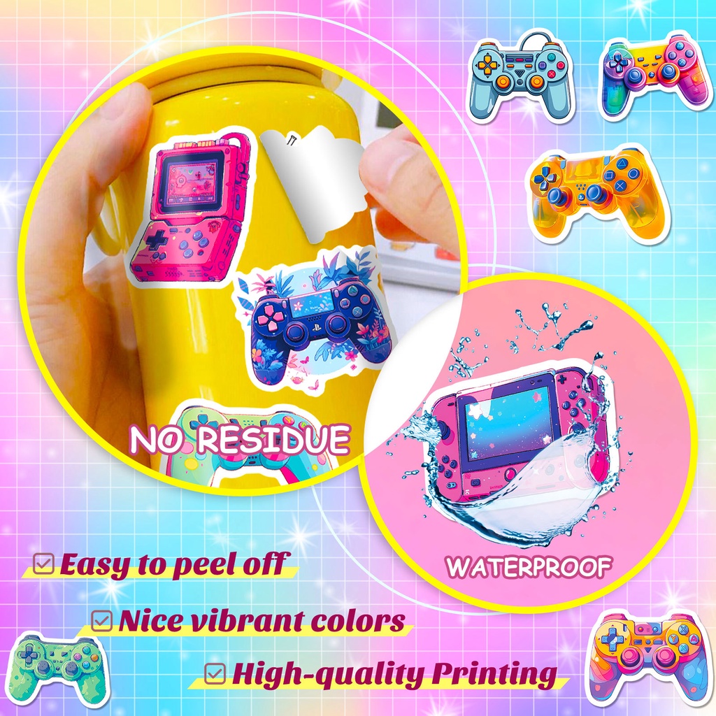 Bộ 50 Miếng Dán Trang Trí Tay Cầm Chơi game ps5 xbox Chống Thấm Nước Họa Tiết Hoạt Hình graffiti