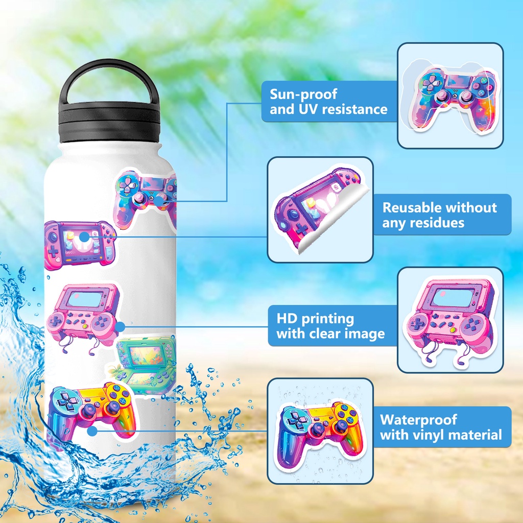 Bộ 50 Miếng Dán Trang Trí Tay Cầm Chơi game ps5 xbox Chống Thấm Nước Họa Tiết Hoạt Hình graffiti