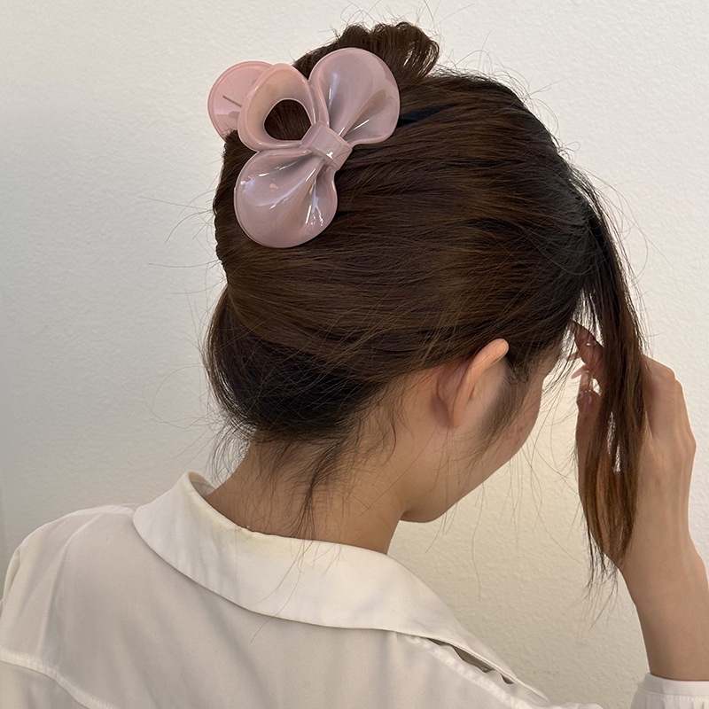 Kẹp Tóc Đính Nơ Màu Kem Cỡ Lớn Dễ Thương Cho Bạn Gái