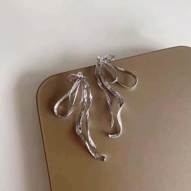 Khuyên Tai Dáng Dài Đính Nơ Lớn Thời Trang Dự Tiệc Cho Bạn Gái