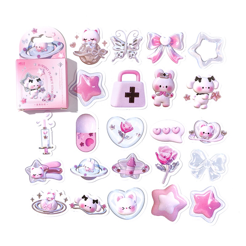 Set 46 Miếng Dán Trang Trí Hình Thỏ Xinh Xắn