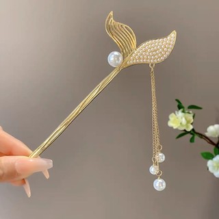 Trâm cài tóc đuôi cá đính ngọc trai