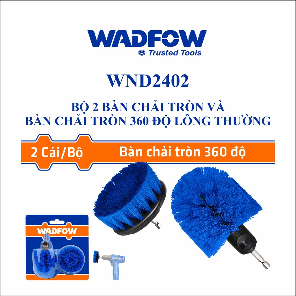 Bộ 2 bàn chải tròn và bài chản tròn 360 độ lông thường wadfow WND2402