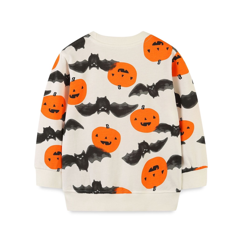 IKIDS Mùa thu và mùa đông mới áo vệ sinh trẻ em bí ngô in cổ tròn áo pull Halloween quần áo trẻ em