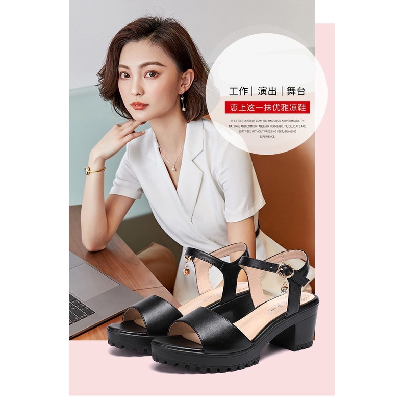 Sandal Đế Dày Bằng Da Thật Thời Trang Mùa Hè 2022 Mới Cho Nữ