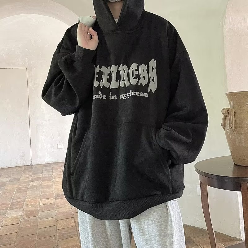 Áo Hoodie Da Lộn 540g Phong Cách Đường Phố Mỹ Cá Tính Cho Nam