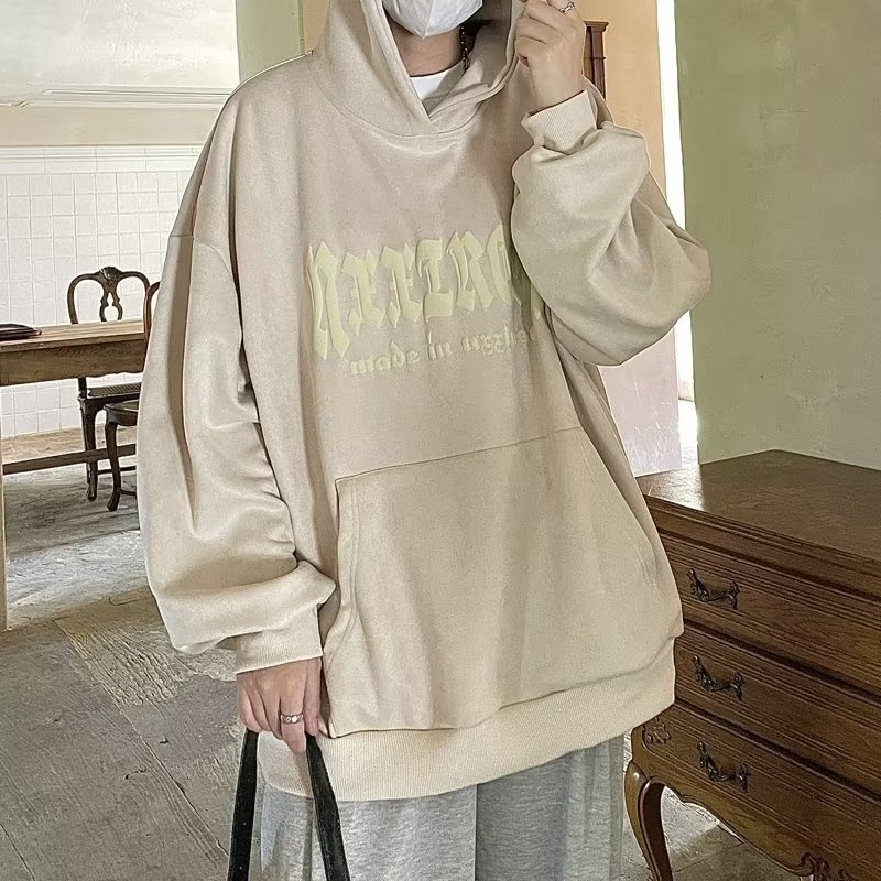 Áo Hoodie Da Lộn 540g Phong Cách Đường Phố Mỹ Cá Tính Cho Nam