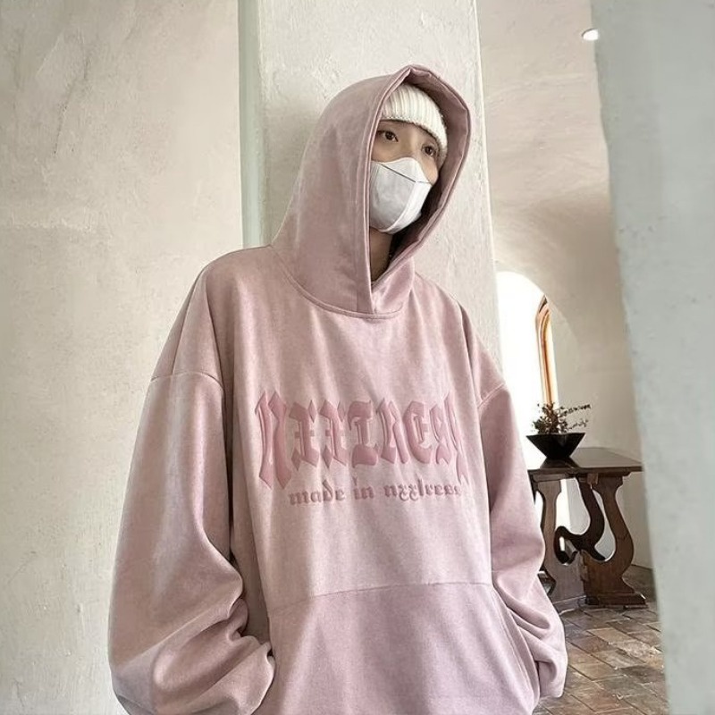 Áo Hoodie Da Lộn 540g Phong Cách Đường Phố Mỹ Cá Tính Cho Nam