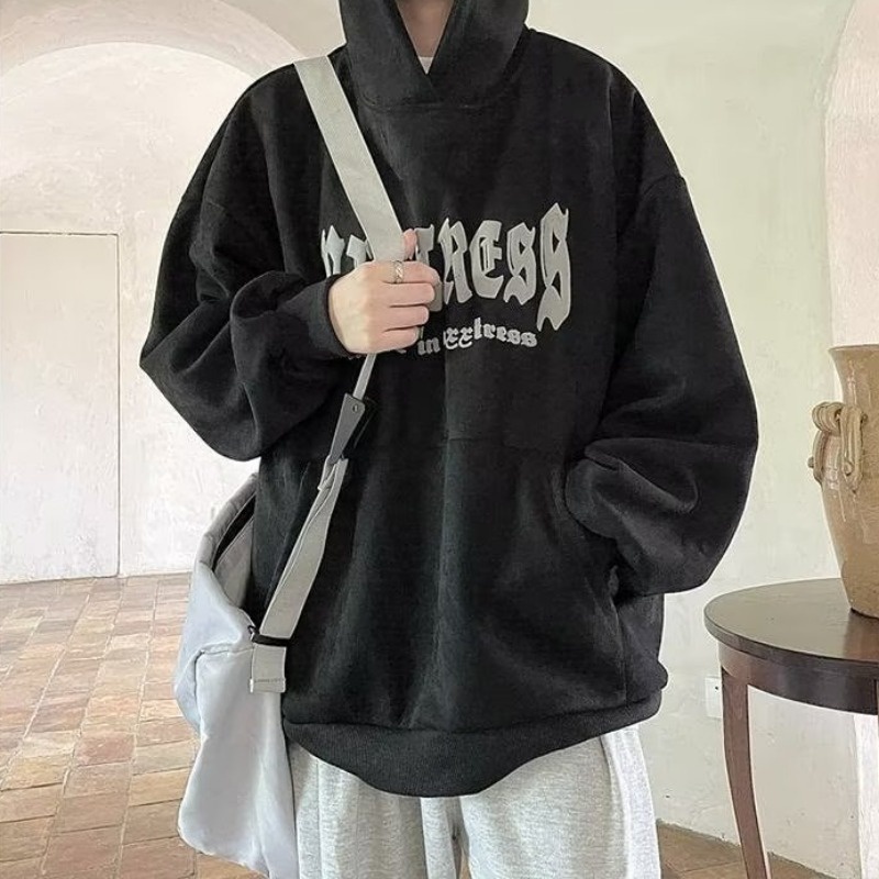 Áo Hoodie Da Lộn 540g Phong Cách Đường Phố Mỹ Cá Tính Cho Nam