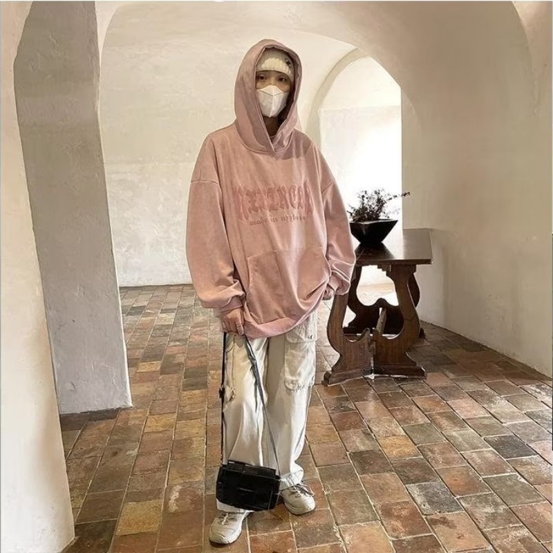 Áo Hoodie Da Lộn 540g Phong Cách Đường Phố Mỹ Cá Tính Cho Nam