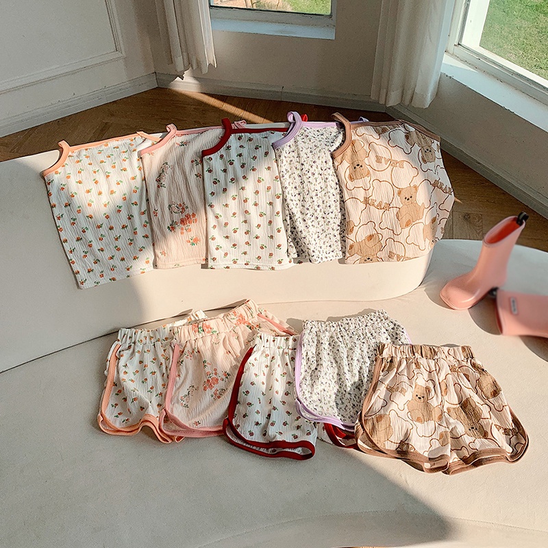 Bộ Áo Hai Dây In Họa Tiết Dễ Thương Phong Cách Phương Tây Thời Trang Mùa Hè Cho Bé Gái