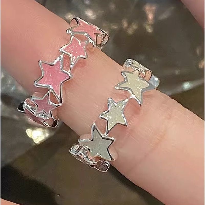 Ahellogirl y2k Nhẫn Hở Hình Ngôi Sao Cá Tính Có Thể Điều Chỉnh Dành Cho Nữ
