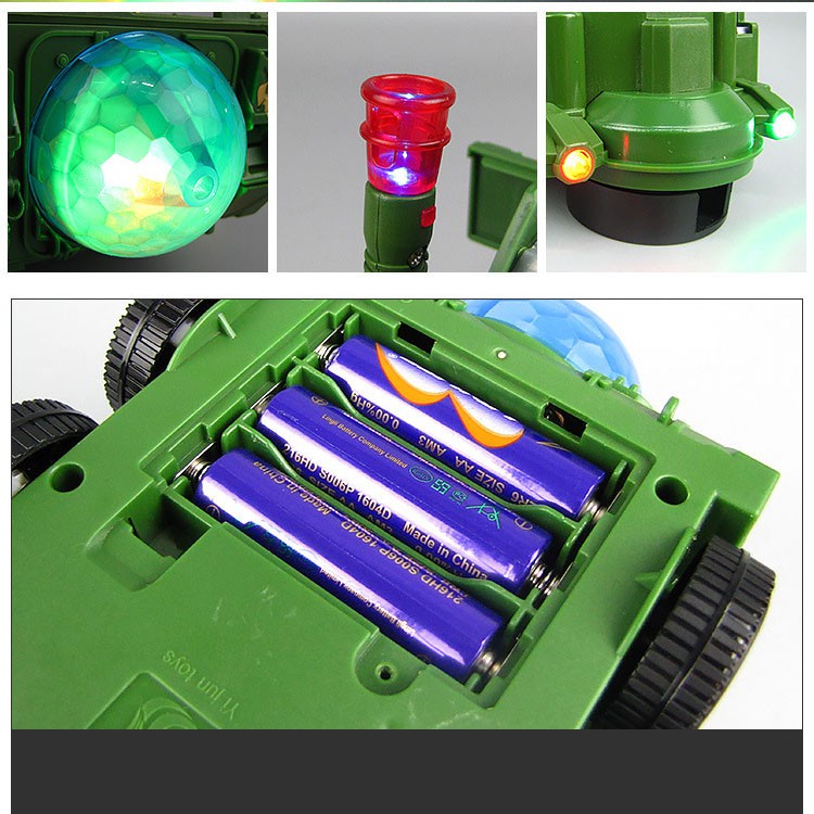 Xe tăng biến hình Robot tự động có đèn và nhạc, ô tô đồ chơi cho bé E1331