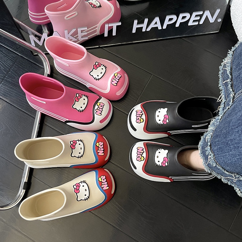 Ủng Đi Mưa/Giày Bốt đi mưa Đế Mềm Chống Trượt In Hình hoạt hình Dễ Thương Thời Trang Mùa Hè Nữ