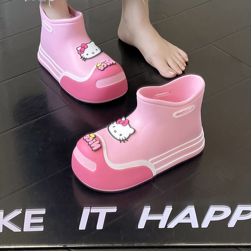 Ủng Đi Mưa/Giày Bốt đi mưa Đế Mềm Chống Trượt In Hình hoạt hình Dễ Thương Thời Trang Mùa Hè Nữ