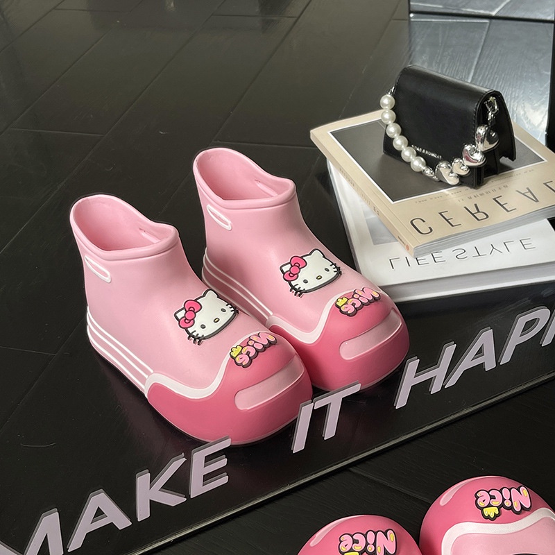Ủng Đi Mưa/Giày Bốt đi mưa Đế Mềm Chống Trượt In Hình hoạt hình Dễ Thương Thời Trang Mùa Hè Nữ