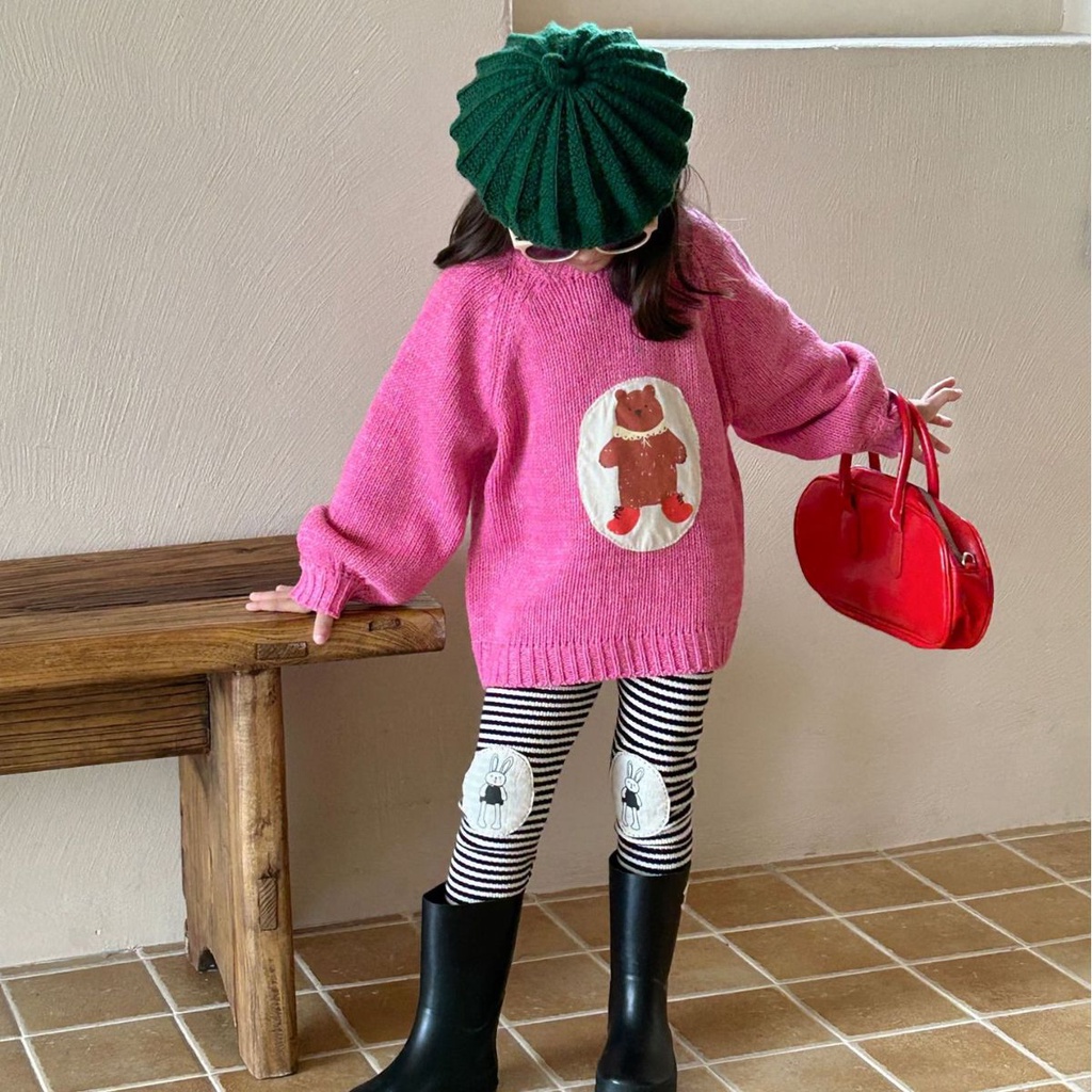 Set 2 CHi Tiết Áo Len Dopamine Họa Tiết Hoạt Hình + Quần Dễ Thương Dành Cho Bé Gái 2023