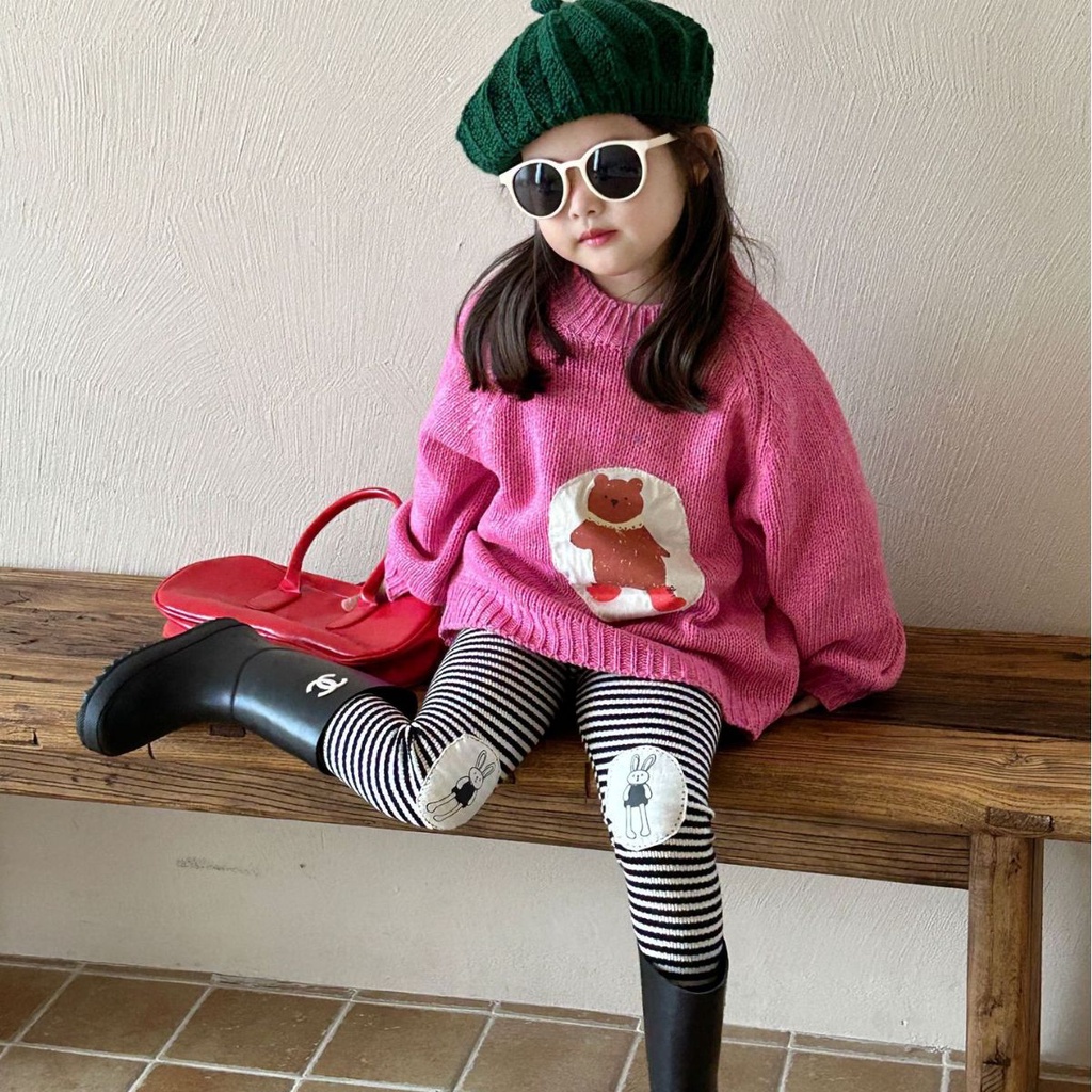 Set 2 CHi Tiết Áo Len Dopamine Họa Tiết Hoạt Hình + Quần Dễ Thương Dành Cho Bé Gái 2023