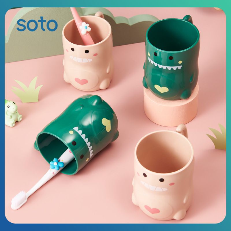 ♫ Cốc Nước Súc Miệng Trẻ Em Hình Khủng Long Kawaii Cốc Nước Mịn Trẻ Em Thích Đánh Răng Trang Trí Phòng Tắm Bàn Chải Đánh Răng Acrylic Dụng Cụ Gia Đình