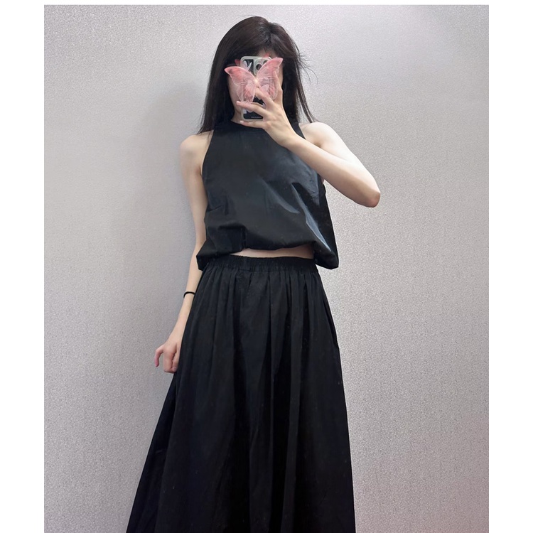 Zara Bộ Áo Tay Phồng Cổ Tròn + Chân Váy Lưng Cao Thời Trang Xinh Xắn Cho Nữ Mùa Hè4437247 4437246