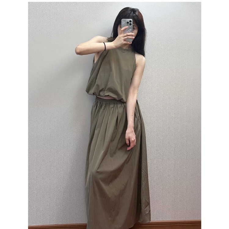 Zara Bộ Áo Tay Phồng Cổ Tròn + Chân Váy Lưng Cao Thời Trang Xinh Xắn Cho Nữ Mùa Hè4437247 4437246