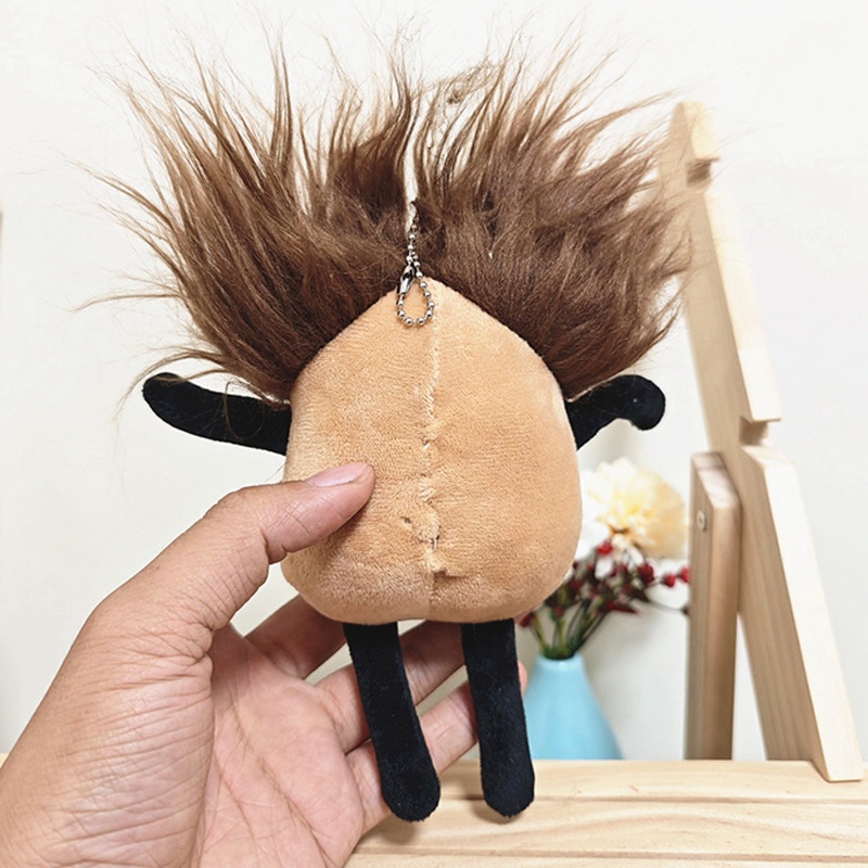 Dopamine doll keychain creative plush pocket keychain diy bag mặt dây chuyền tóc xoăn búp bê key ring trang trí