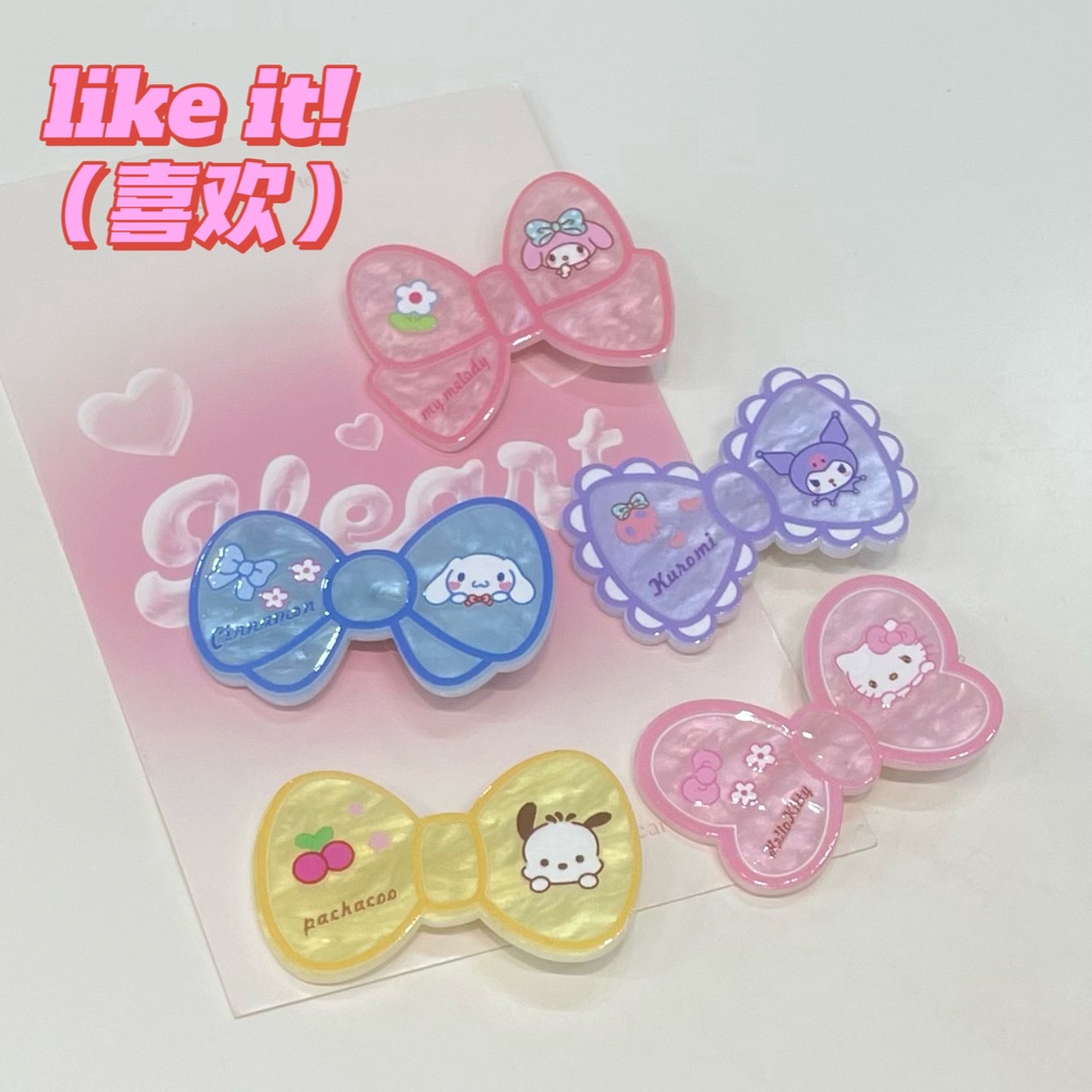 Sanrio Kuromi Cinnamoroll Giai Điệu Tóc Dễ Thương Nhựa Nơ Phong Cách Mỏ Vịt Kẹp Phụ Kiện Tóc Họa Tiết Hoạt Hình Dễ Thương Mũ Kẹp Tóc-top3C01