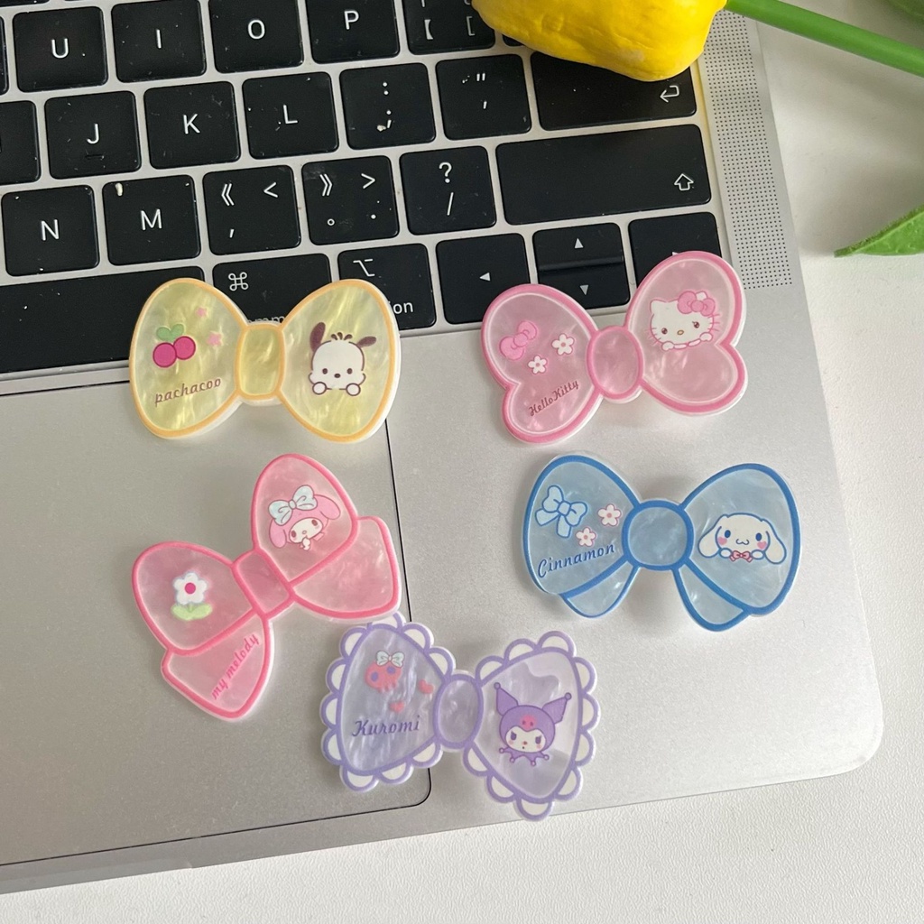 Sanrio Kuromi Cinnamoroll Giai Điệu Tóc Dễ Thương Nhựa Nơ Phong Cách Mỏ Vịt Kẹp Phụ Kiện Tóc Họa Tiết Hoạt Hình Dễ Thương Mũ Kẹp Tóc-top3C01