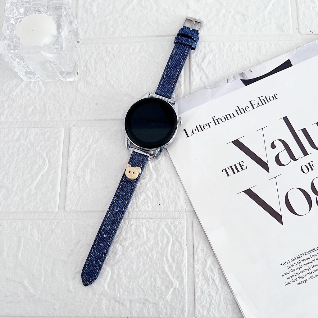 Dễ Thương Dây Đeo Đồng Hồ Bằng denim Cho samsung galaxy watch 6 / 5 / 4 44mm 40mm galaxy watch 4 classic 5 pro 46mm 43mm 42mm 45mm 47mm