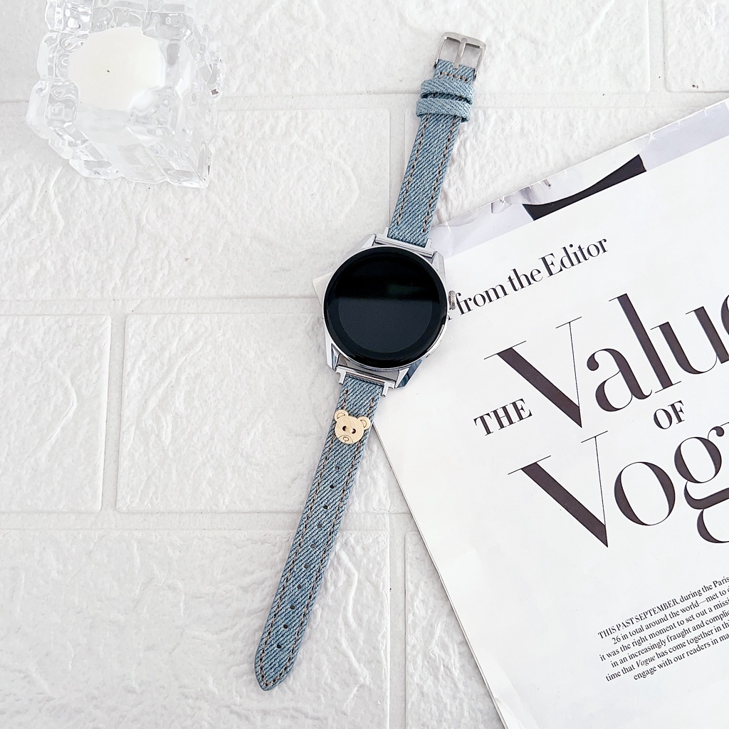 Dễ Thương Dây Đeo Đồng Hồ Bằng denim Cho samsung galaxy watch 6 / 5 / 4 44mm 40mm galaxy watch 4 classic 5 pro 46mm 43mm 42mm 45mm 47mm