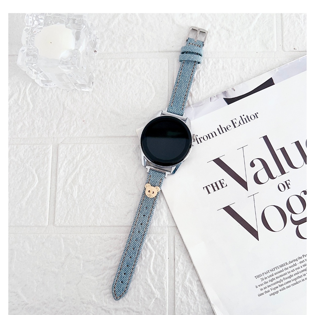 Dễ Thương Dây Đeo Đồng Hồ Bằng denim Cho samsung galaxy watch 6 / 5 / 4 44mm 40mm galaxy watch 4 classic 5 pro 46mm 43mm 42mm 45mm 47mm