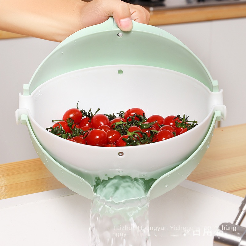Rổ Rửa Rau Củ Quả Hai Tầng Cỡ Lớn Có Thể Xoay Dùng Trong Phòng Khách / Nhà Bếp