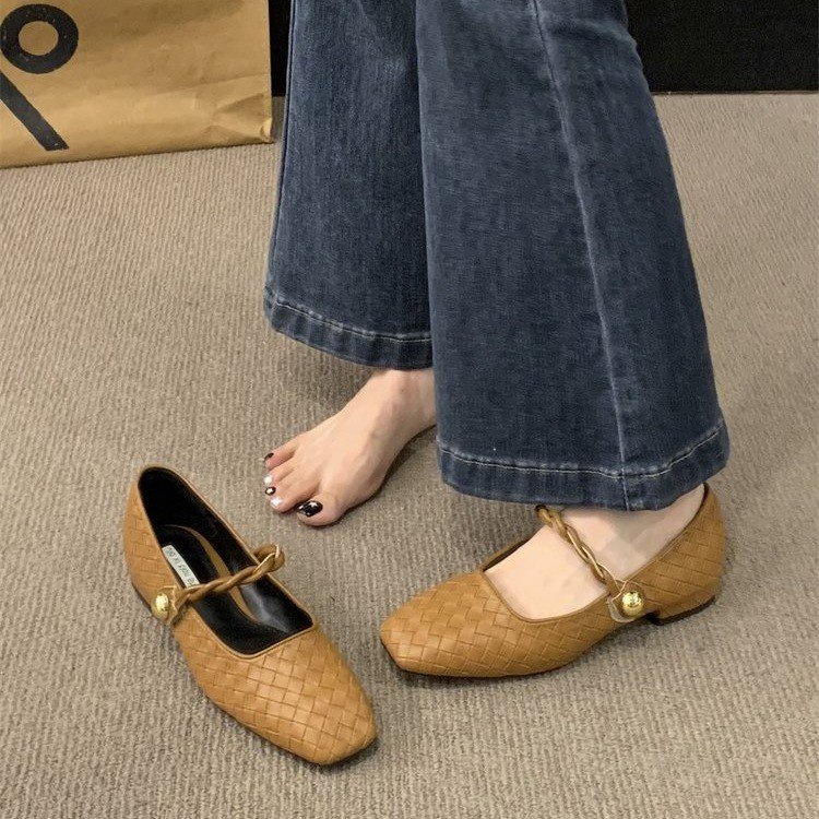 Giày Búp Bê Đế Bằng Mũi Vuông Thời Trang Dành Cho Nữ size 35-39