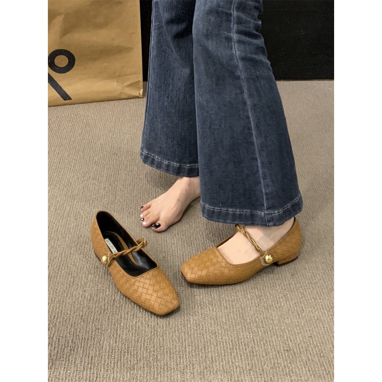 Giày Búp Bê Đế Bằng Mũi Vuông Thời Trang Dành Cho Nữ size 35-39