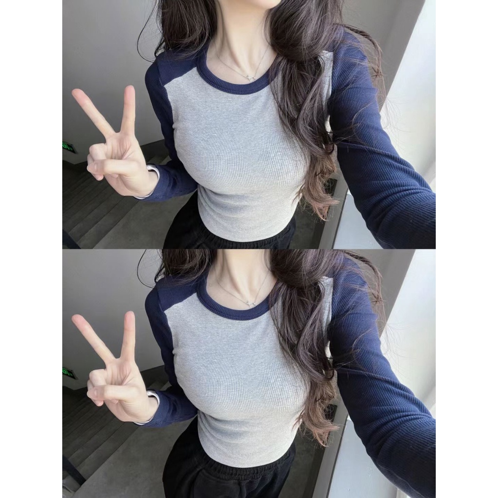 Áo Thun Lửng Tay Dài Eo Cao Thời Trang Xuân Thu 2023 Màu Sắc Đa Dạng Dành Cho Bạn Nữ