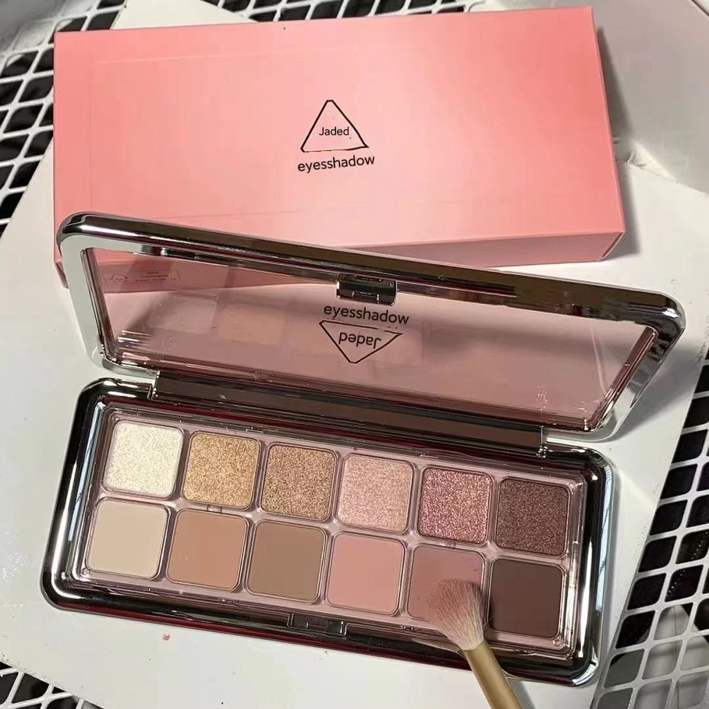 Bảng Phấn Mắt 12 Màu Lì Và Ánh Ngọc Trai Lấp Lánh Kết Hợp Trang Điểm Kháng Nước Và Lâu Trôi