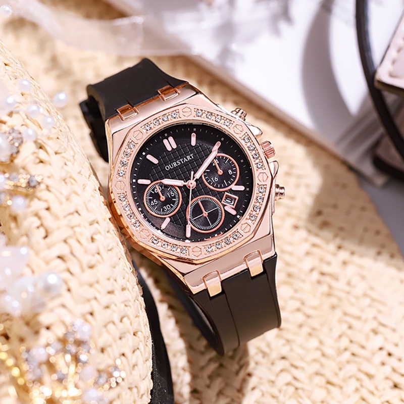 Đồng hồ thạch anh silicon chống thấm nước thời trang thông thường dành cho nữ Jam Tangan Wanita