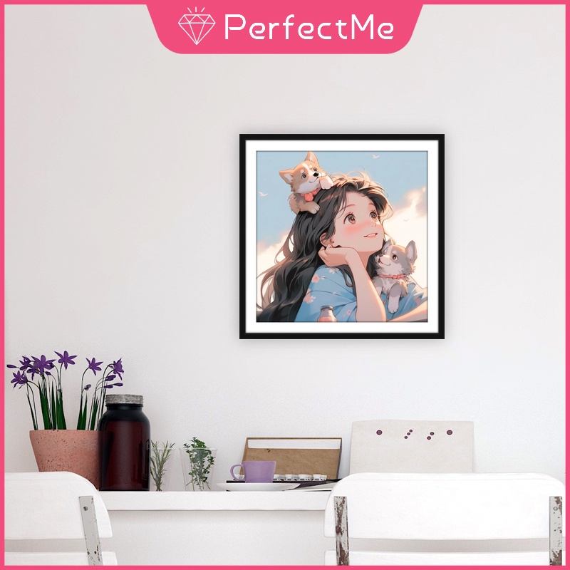 Bộ Tranh Đính Đá 5d Tự Làm Kích Thước 30x30cm Hình Cô Gái Và Mèo Hoạt Hình Trang Trí Nhà Cửa