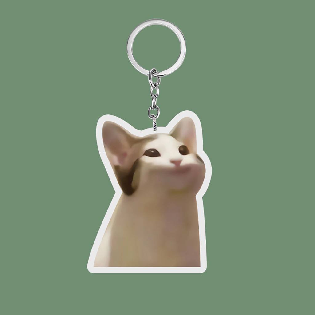 Móc khóa 4cm chó mèo há miệng ăn cơm cho bạn bè - chất liệu mica NLPSHOP