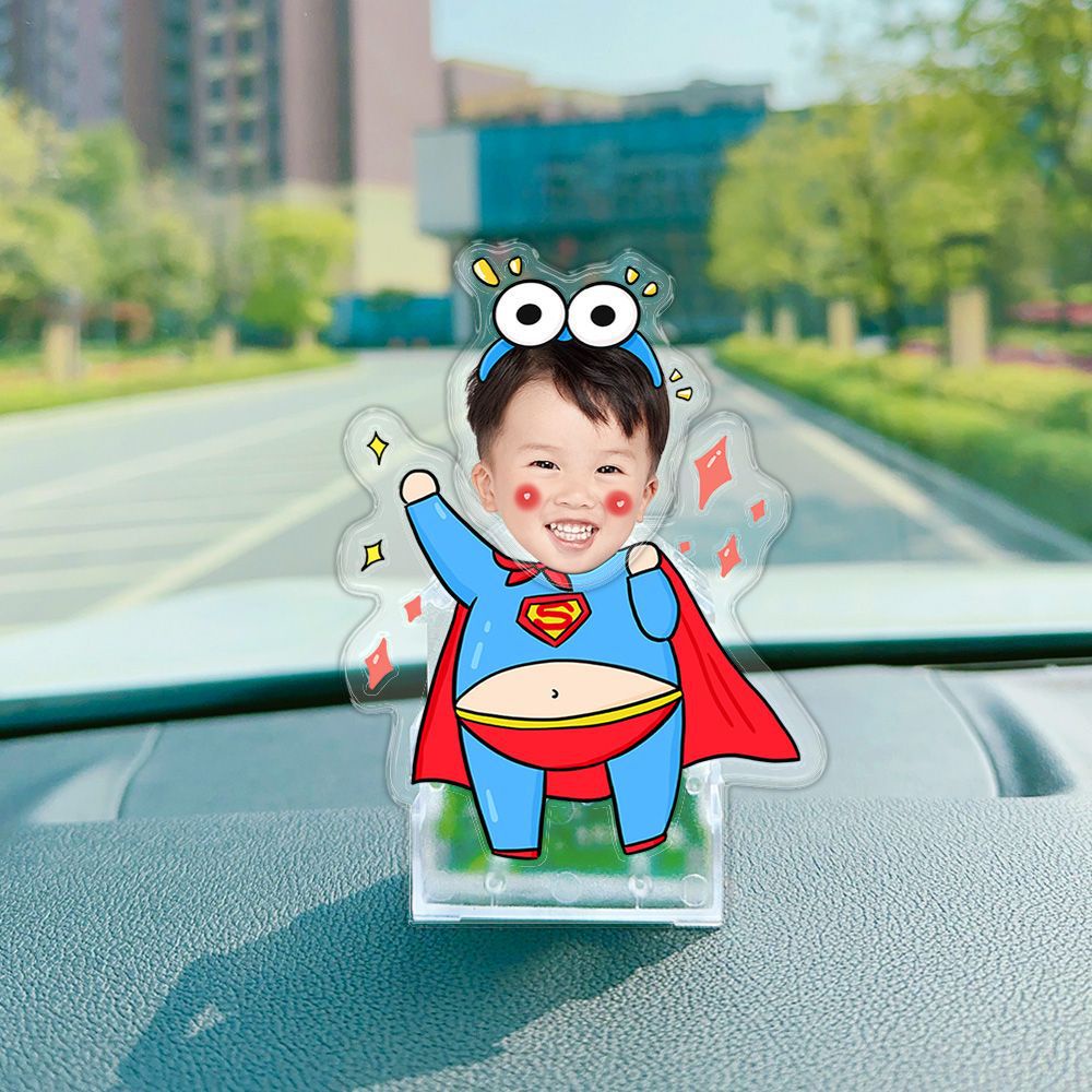 Mô hình standee lắc đầu chạy pin ghép mặt theo yêu cầu  cute làm quà tặng, trang trí ô tô, để bàn NPSHOP anime