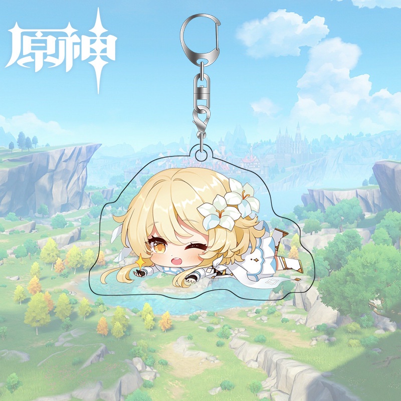 Móc Khóa Acrylic Klee Paimon Phát Quang Thông Gió Dilux Barbara NLSHOP