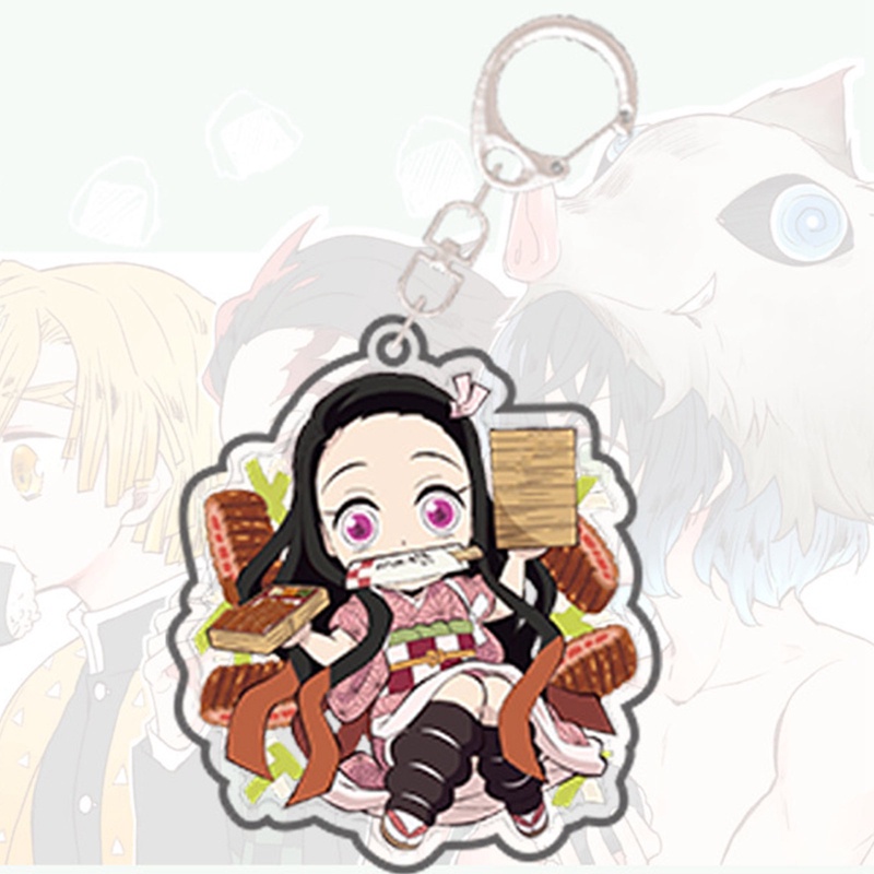 Móc Chìa Khóa 4cm Bằng Acrylic Hình Nhân Vật Hoạt Hình Demon Slayer Kimetsu No Yaiba Kamado Tanjirou Nezuko NLSHOP
