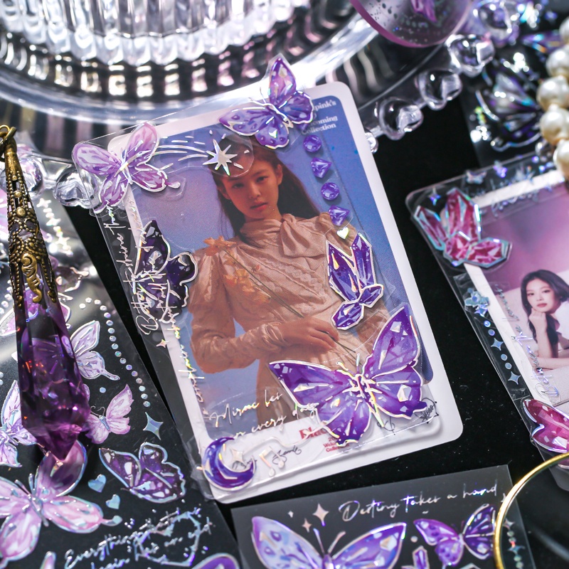 Bộ 3 Miếng Dán Hình Bướm Trang Trí Sổ Tay Xinh Xắn