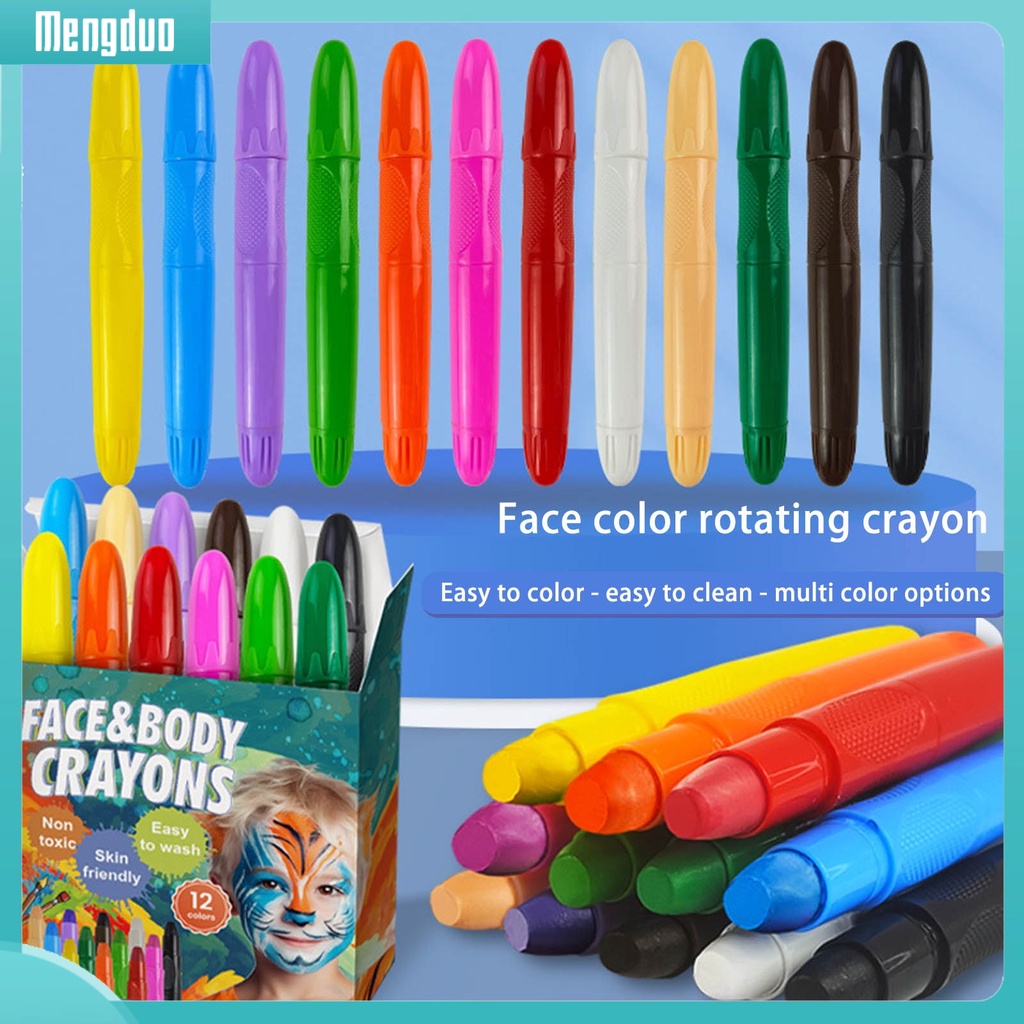 Bộ 12 Bút Màu Vẽ Mặt / Cơ Thể 12 Màu Sắc Có Thể Làm Sạch Da Mặt Và Cơ Thể